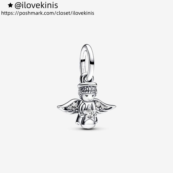 Pandora Sparkling Angel Dangle Charm - Picture 1 of 6